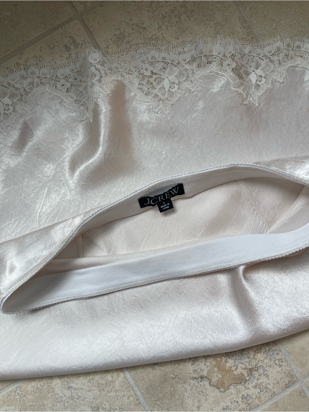 J. Crew lace-trim slip skirt in textured satin - Picture 5 of 6